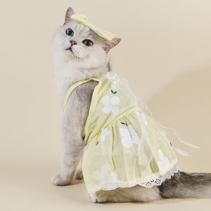 Spring & Summer Pet Dress – Adorable Floral Outfit for Cats & Dogs