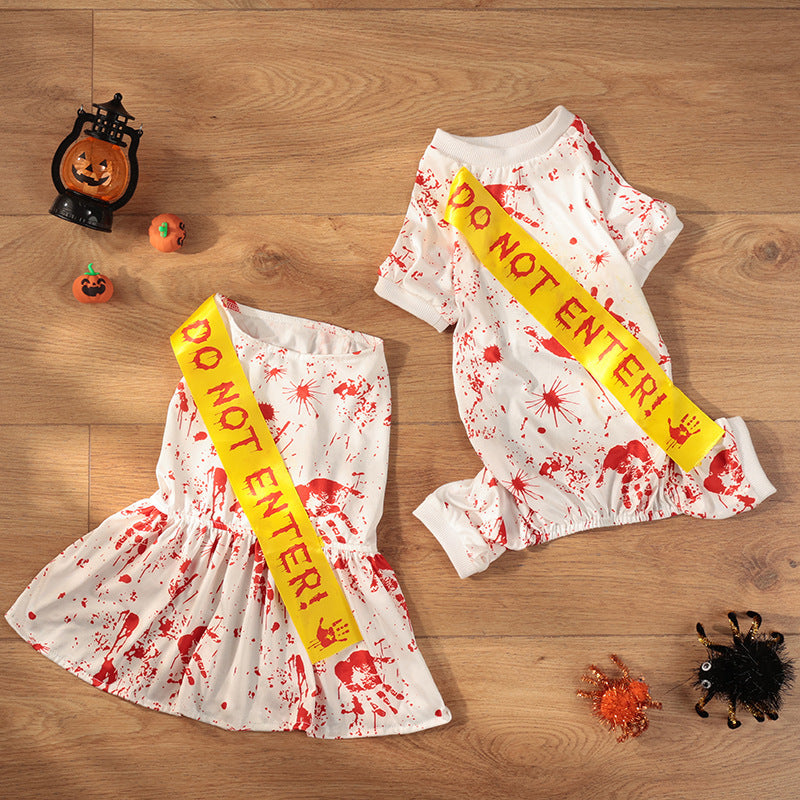 Bloody Warning Tape Halloween Costume for Dogs & Cats