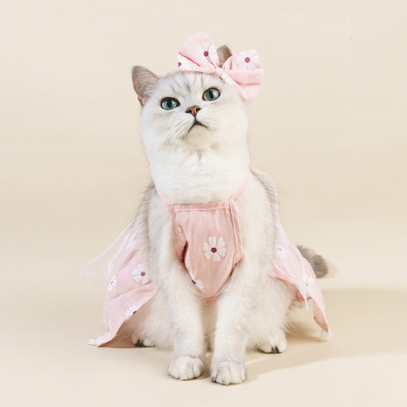 Spring & Summer Pet Dress – Adorable Floral Outfit for Cats & Dogs