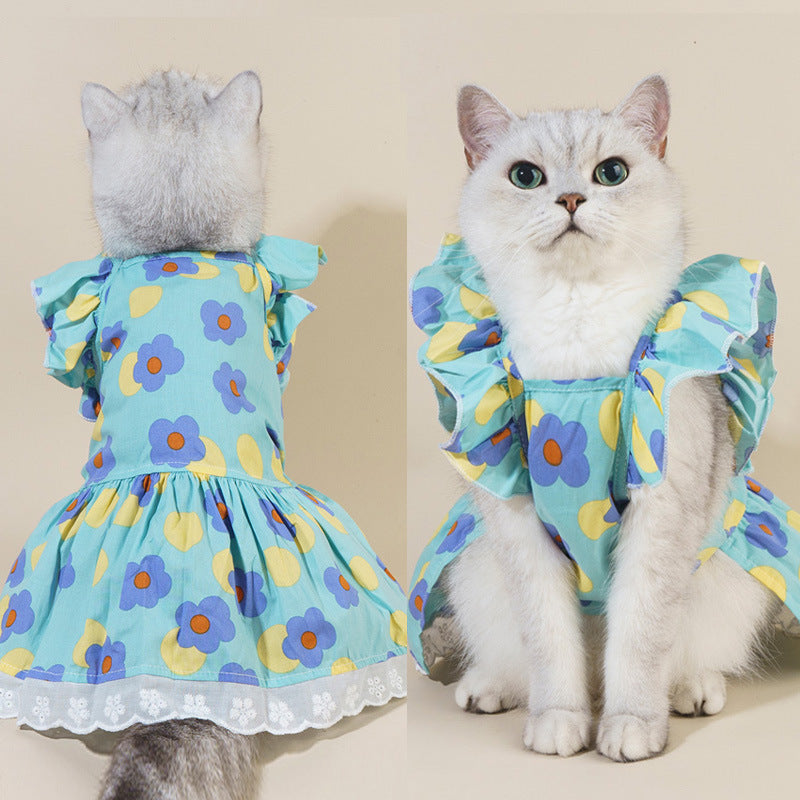 Spring & Summer Pet Dress – Adorable Floral Outfit for Cats & Dogs