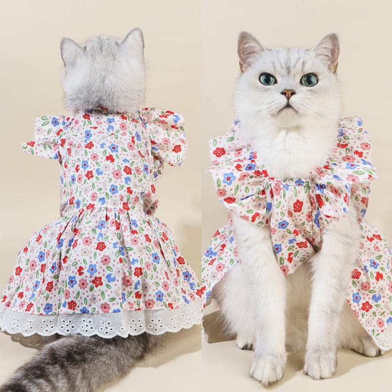 Spring & Summer Pet Dress – Adorable Floral Outfit for Cats & Dogs