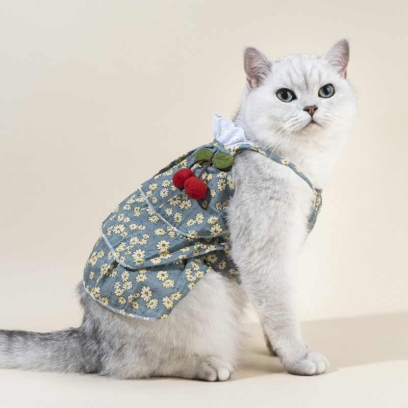 Spring & Summer Pet Dress – Adorable Floral Outfit for Cats & Dogs