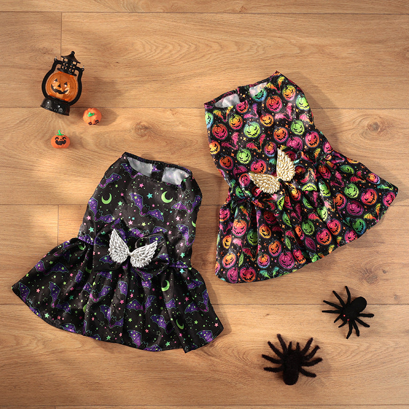 Angel Wing Pumpkin Print Halloween Costume for Dogs & Cats
