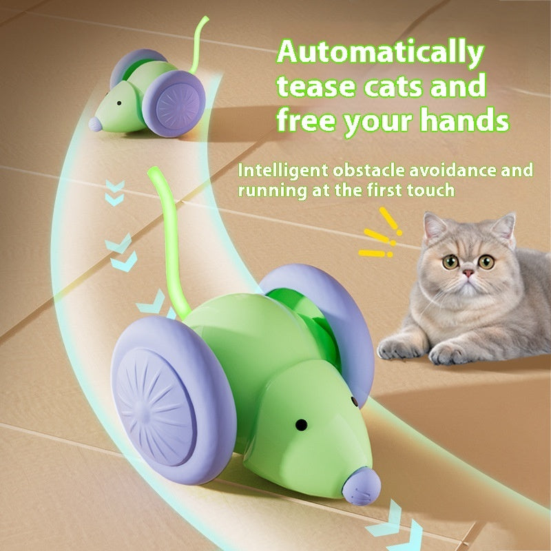 Interactive Cat Toy – Electric Mouse Car with Obstacle Avoidance