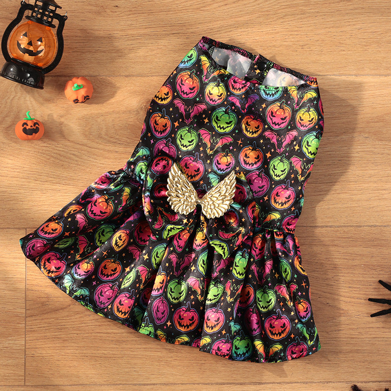 Angel Wing Pumpkin Print Halloween Costume for Dogs & Cats