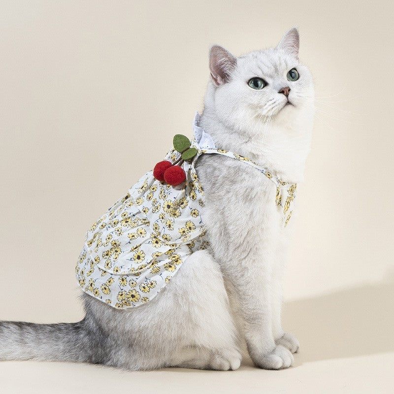 Spring & Summer Pet Dress – Adorable Floral Outfit for Cats & Dogs