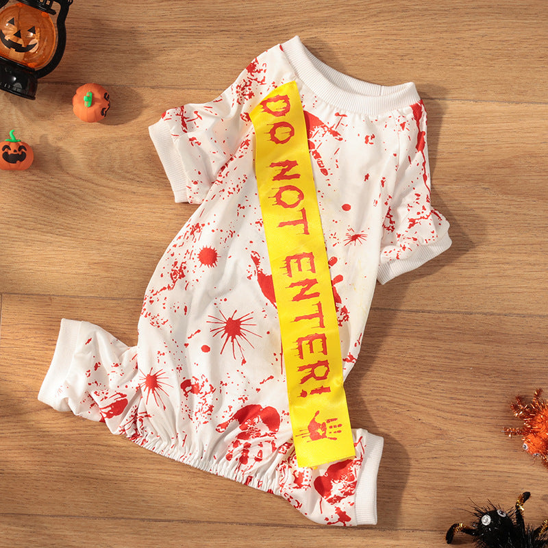 Bloody Warning Tape Halloween Costume for Dogs & Cats