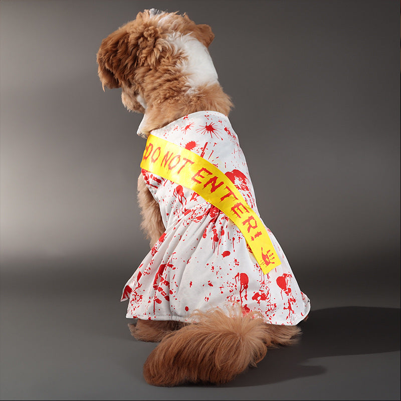 Bloody Warning Tape Halloween Costume for Dogs & Cats