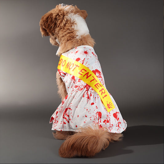 Bloody Warning Tape Halloween Costume for Dogs & Cats